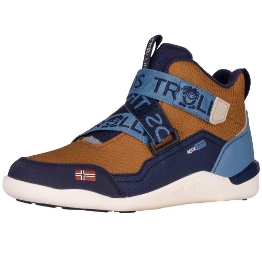 Kuva tuotteesta Trollkids Nordfjord Barefoot Winter Retkeilykengät lasten käyttöön - Teak Brown/Navy/Shadow Blue/Sandstone
