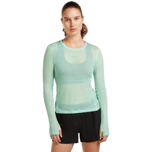 Foto de Icebreaker Merino 75 Cool-Lite™ Featherlight™ Camisa de manga larga con cuello redondo para mujer - Mint