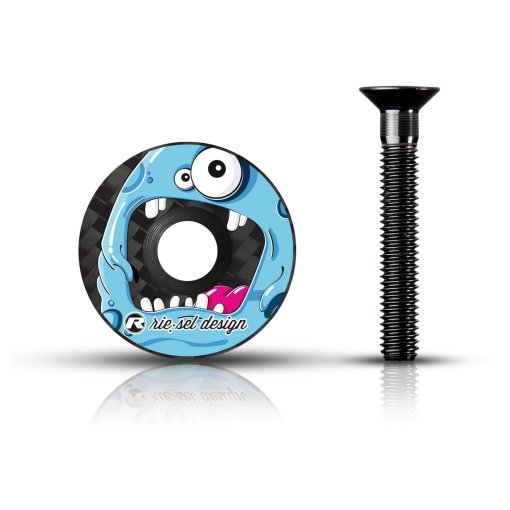 Produktbild von rie:sel design stem:cap Carbon Aheadkappe - monster blue