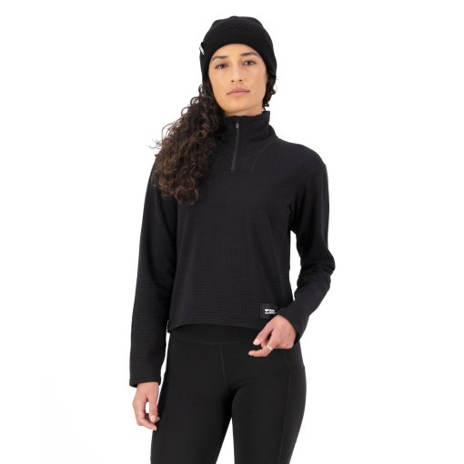 Photo produit de Mons Royale T-Shirt Manches Longues Femme - Offgrid Merino Fleece - noir