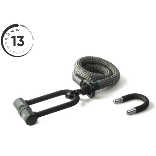 Produktbild von tex–lock eyelet inkl. U/X-lock Bügelschloss - 100cm - electric grey