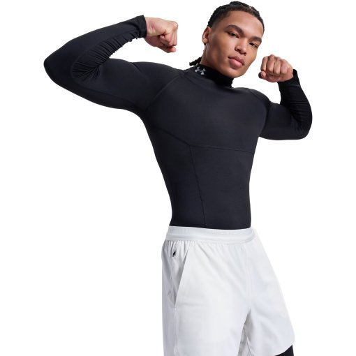 Billede af Under Armour ColdGear® Elite Mock Langærmet shirt med kompression til herrer - Ultimate Black/Reflective