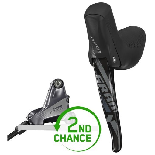 Produktbild von SRAM Force 1 / CX1 Moto Hydraulic Brake Lever + Hydraulische Scheibenbremse - Flat Mount - links | hinten - grau/schwarz - gekürzt auf 170cm - B-Ware