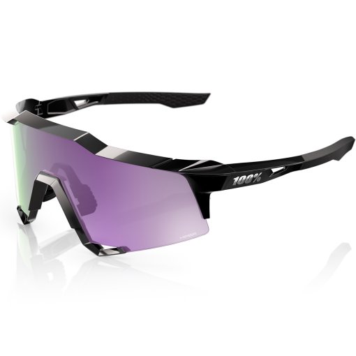 Picture of 100% Speedcraft SL Polarized Glasses - Polished Black - HiPER Lavender Mirror