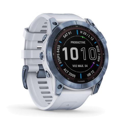 Immagine prodotto da Garmin fenix 7X Sapphire Solar GPS Smartwatch - mineral blue/whitestone - DLC Titanium