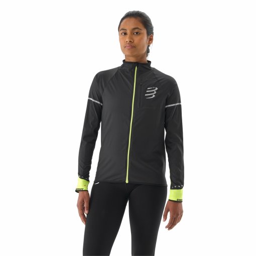 Produktbild von Compressport Hurricane Windproof Flash Jacke Damen - black/fluo yellow