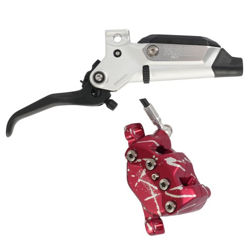 Produktbild von SRAM Maven Scheibenbremse - Ultimate | 4-Kolben | A1 - Hinten 2000mm | silver / splash red - Sonderangebot