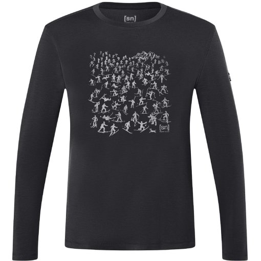 Foto de SUPER.NATURAL Camiseta de Manga Larga Hombre - Free Ski Tickets - Jet Black/Vapor Grey