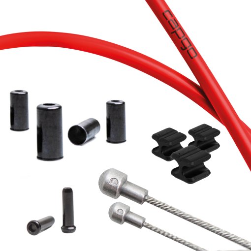 Immagine prodotto da capgo Kit di Cavo di Freno - Blue Line | PTFE - Road (Shimano/SRAM) | rosso