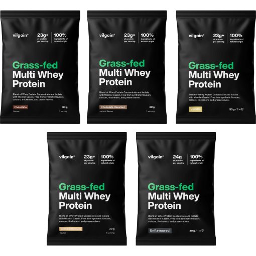 Productfoto van Vilgain Grass-Fed Multi Whey Protein - Eiwitdrankpoeder - 8x30g