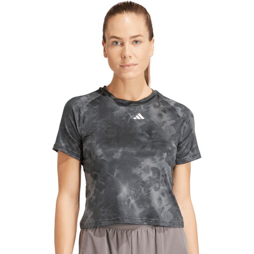 Produktbild von adidas Train Essentials Flower Kurzarmshirt Damen - grey five/carbon IN4300