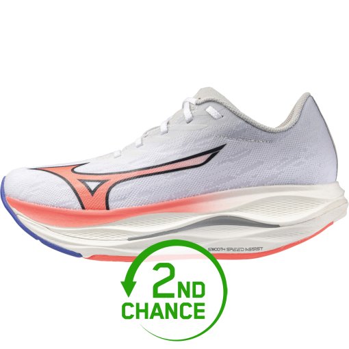 Produktbild von Mizuno Wave Rebellion Flash 3 Laufschuhe Damen - White/Striking Coral/Iris Bloom - B-Ware