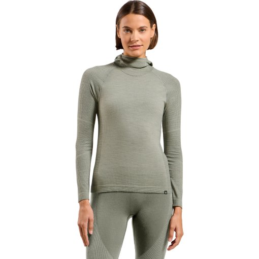 Foto de Odlo Camiseta Interior Manga Larga con Pasamontaña Mujer - Seamless Performance Wool - shadow