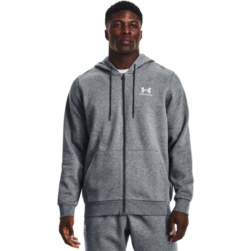 Kuva tuotteesta Under Armour UA Essential Fleece Full-Zip Hoodie Men - Pitch Gray Medium Heather/White