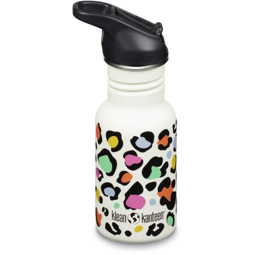 Productfoto van Klean Kanteen Kid Classic Flip Sport Cap Drinkfles - 355ml - leopard print