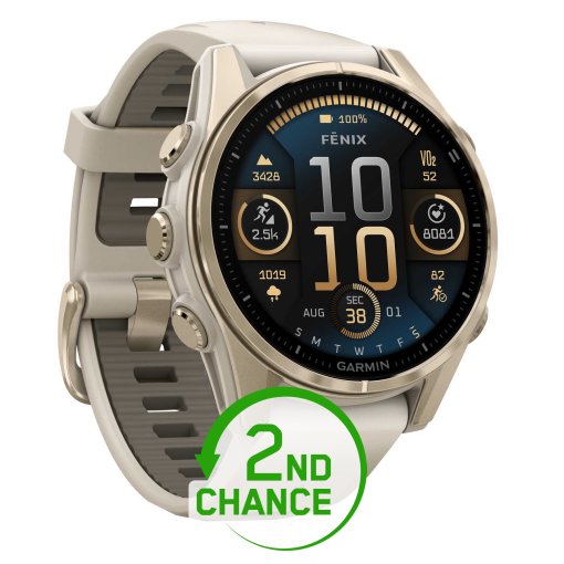 Foto van Garmin fenix 8 AMOLED Sapphire GPS Smartwatch - 43mm - Fog Grey/Dark Sandstone/Softgold - B-Keus
