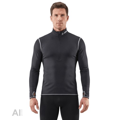 Picture of Löffler Windstopper® Halfzip Transtex® Light Longsleeve Shirt Men - black/white 991