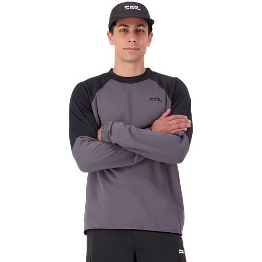 Picture of Mons Royale Quad Merino Fleece Pullover Men - volcano / black