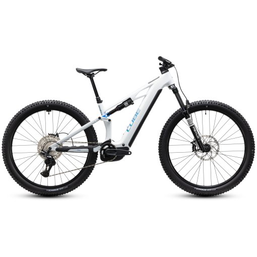 Kuva tuotteesta CUBE STEREO HYBRID ONE44 HPC Pro 800 - Hiilikuituinen Sähkömaastopyörä - 2027 - 29&quot; - metallicwhite / blue