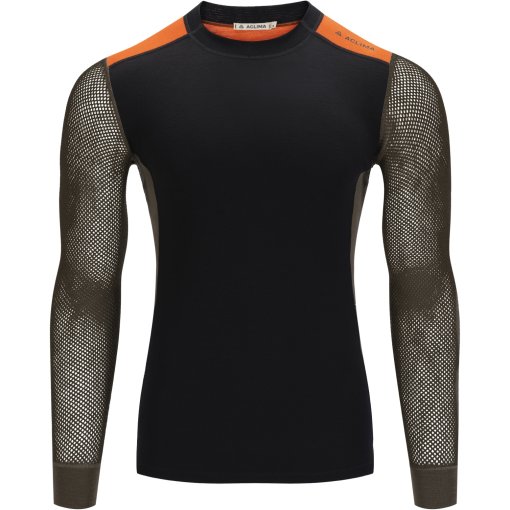 Produktbild von Aclima WoolNet Hybrid Crewneck Langarmshirt Herren - jet black/tarmac/gold flame