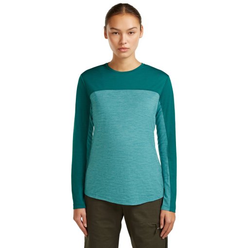 Foto de Icebreaker Merino 125 Cool-Lite™ Sphere Colour Block Camiseta de manga larga para mujer - Tidal Teal Hthr/Tidal Teal