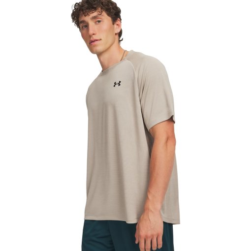 Picture of Under Armour UA Tech™ Textured Short Sleeve Shirt Men - Timberwolf Taupe/Black