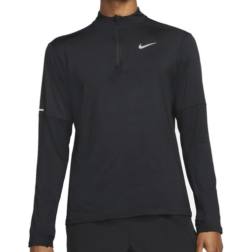 Photo produit de Nike T-Shirt Manches Longues de course Homme - Dri-Fit 1/4-Zip - black/reflective silver DD4756-010
