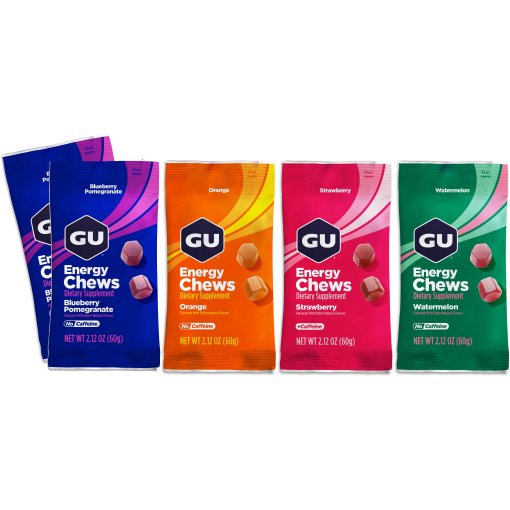 Photo produit de GU Energy Chews - Gommes aux Fruits avec Glucides - Assortiment - 5x60g