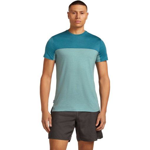 Foto de Icebreaker Camiseta Hombre - Merino 125 Cool-Lite™ Sphere III Colour Block - Hydro/Topaz