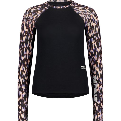 Photo produit de Mons Royale Bella Merino T-shirt manches longues pour femmes - rock leopard / black