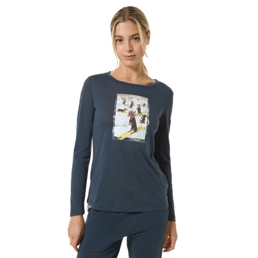 Immagine prodotto da SUPER.NATURAL Maglia a Maniche Lunghe Donna - Dachshund Party - Blueberry/Various