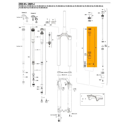 Immagine prodotto da RockShox Albero della Molla Pneumatica della Forcella | Debonair+ | 27.5/29&quot; | per Zeb A1+ - 160mm | 11.4018.111.050