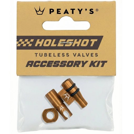 Picture of Peaty&#039;s Holeshot Fast Flow Tubeless Valves Accessory Kit - bourbon bronze