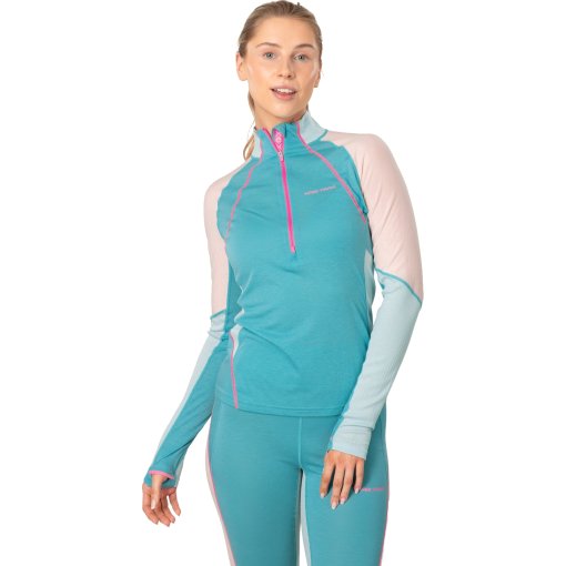 Productfoto van Kari Traa Alma Half Zip Hemd met Lange Mouwen Dames - lagon