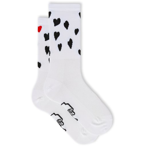 Produktbild von FINGERSCROSSED Classic Trip Fahrradsocken - Black Hearts - Weiß