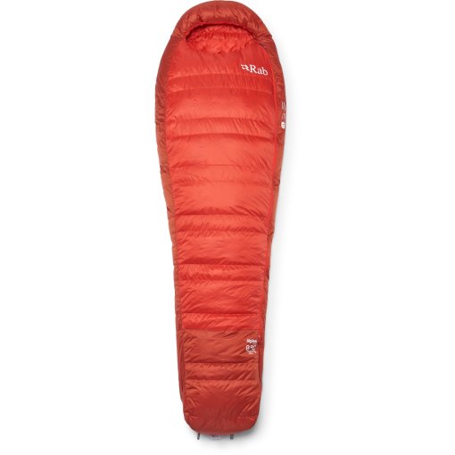Productfoto van Rab Alpine 0C / 32F Donzen slaapzak - Lang - rits links - dark horizon/tuscan red