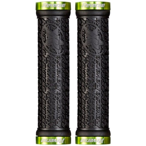 Foto de Reverse Components Stamp Lock On Puños de Bicicleta - 30mm - negro / verde claro