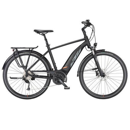 Foto van KTM MACINA FUN A510 - Trekking E-Bike - 2023 - black matt (grey+orange)
