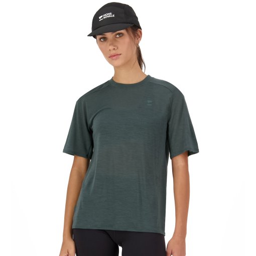 Productfoto van Mons Royale Aero Ultralight Merino T-shirt voor dames - dark cypress