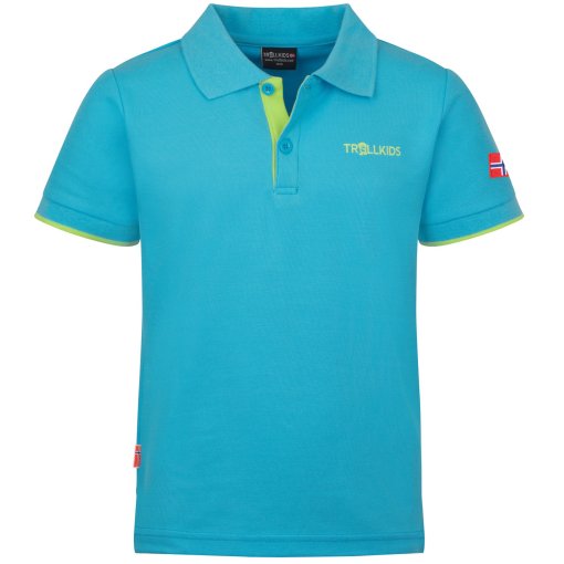 Foto de Trollkids Polo Camiseta Niño - Bergen XT - Pool Blue/Wild Lime