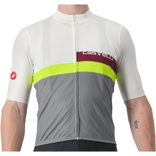 Picture of Castelli A Blocco Jersey Men - ivory/bordeaux-electric lime-sedona sage 365