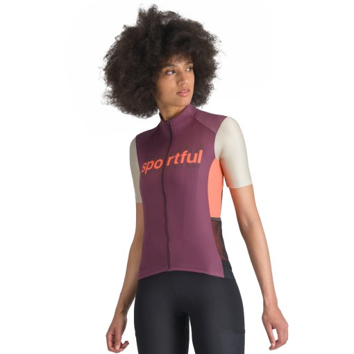 Photo produit de Sportful Maillot Femme - Supergiara Logo - 569 Bordeaux/Abbey Stone