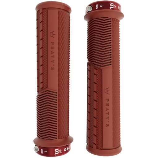 Foto de Peaty&#039;s Monarch Pro Grips Knurl Thick Puños del manillar - Brick Red