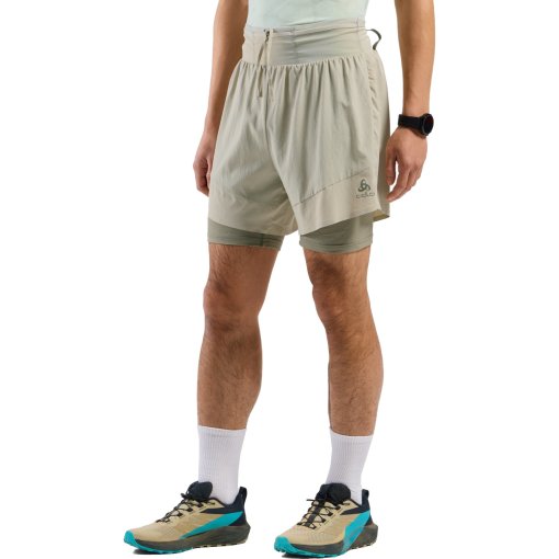 Foto de Odlo Pantalones Cortos Trail Running 2 en 1 Hombre - X-Alp 6 Inch - agate gray - vetiver