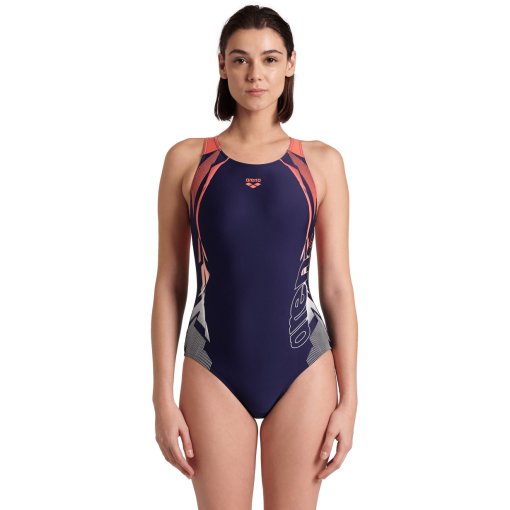 Foto de arena Traje de Baño Mujer - Feel Gleam V Back - Navy/Calypso Coral