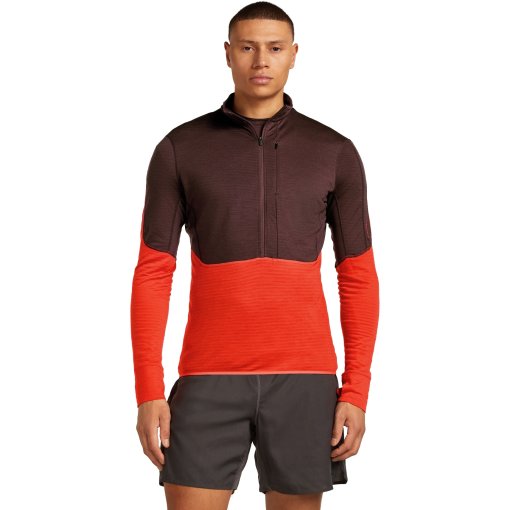 Foto de Icebreaker Jersey Hombre - Merino 200 Realfleece™ Descender Half Zip - Java/Fervid