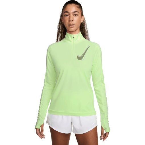 Photo produit de Nike T-Shirt Manches Longues Femme - Swoosh 1/2-Zip Mid - barely volt HJ2225-701