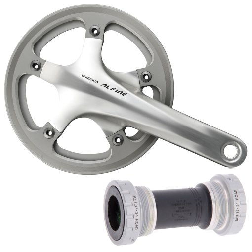 Photo produit de Shimano Alfine FC-S501 Crankset with SM-BB4600 Bottom Bracket - Outer Chain Guard - silver