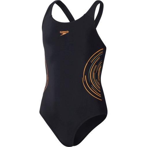 Produktbild von Speedo Placement Muscleback Badeanzug Mädchen - black/nectarine/countrygreen