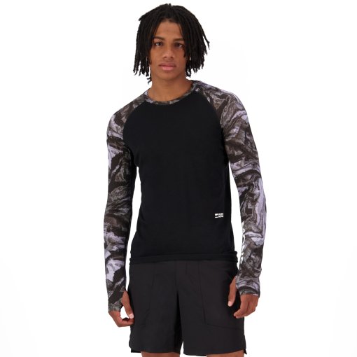 Photo produit de Mons Royale Temple Merino T-shirt manches longues pour hommes - rock camo / black
